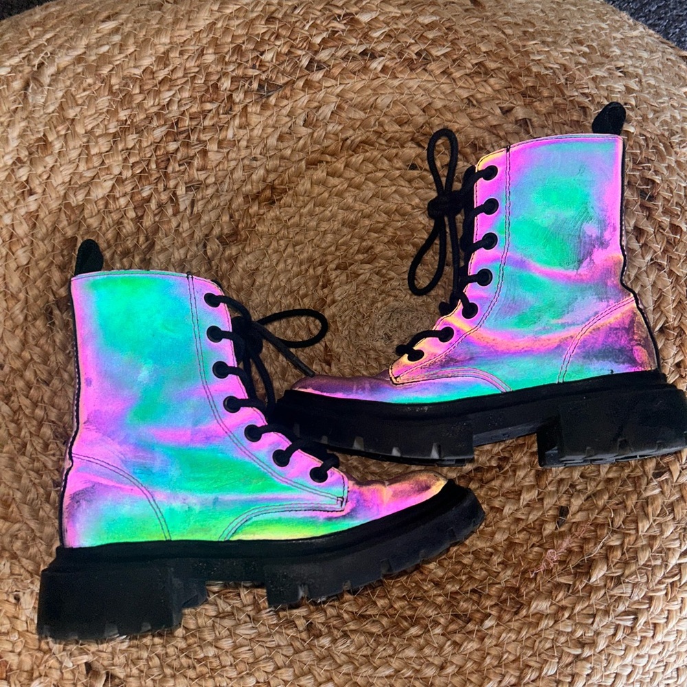 Zara Kids Holographic Combat Boots